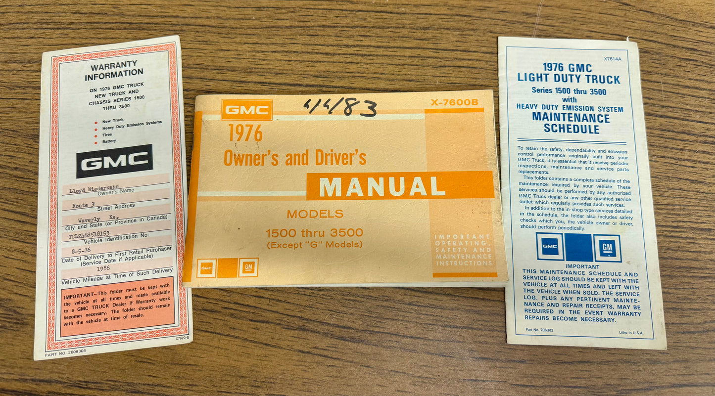 1976 GMC truck owners manual