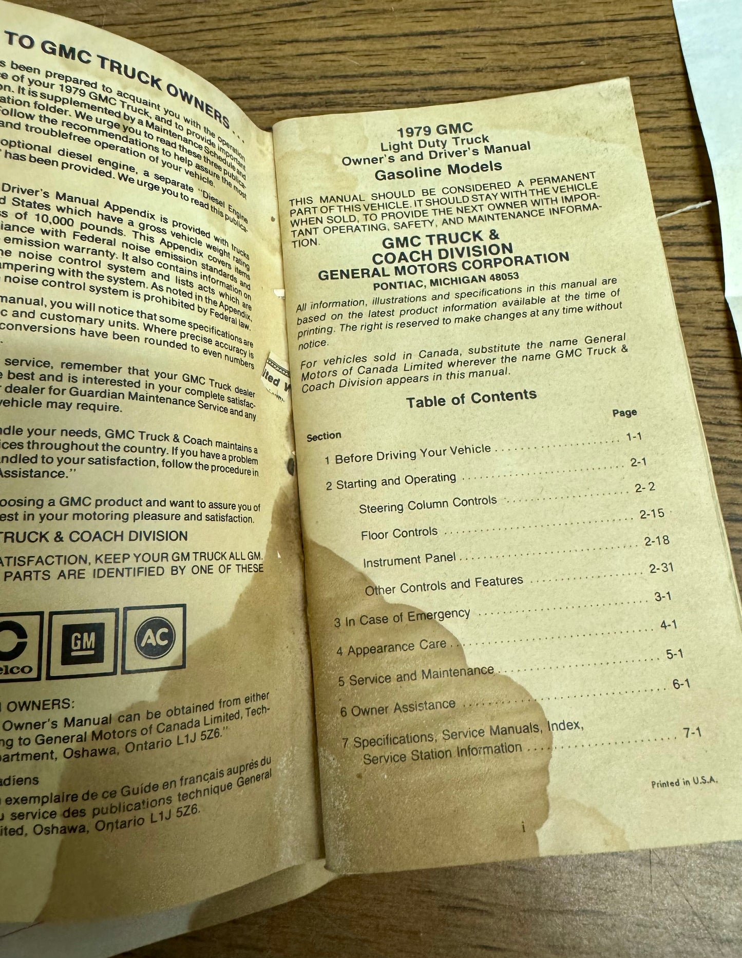 1979 GMC truck owners manual
