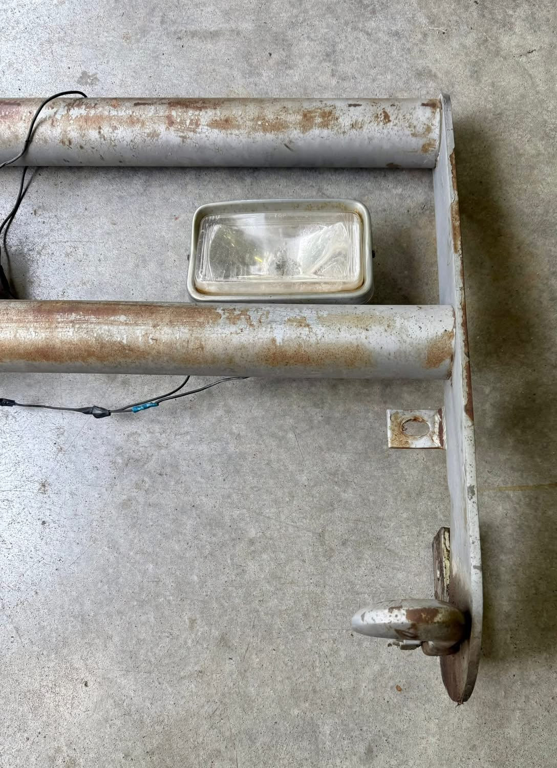 Push bar with tow hooks and lights